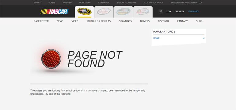 nascar 404 error