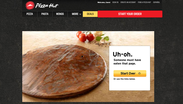 pizza hut 404 error