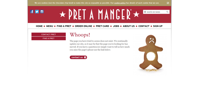 pret a manager 404 error