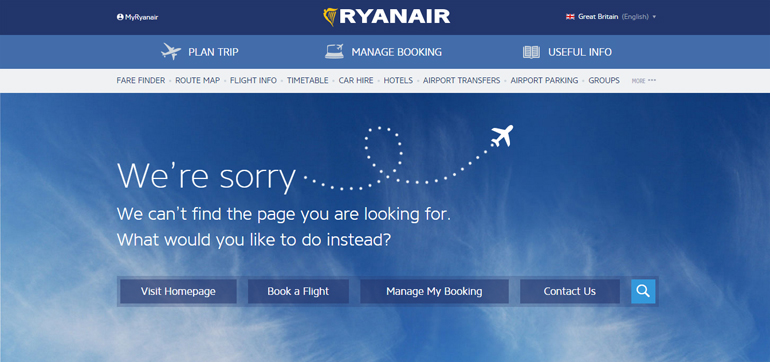 ryanair 404 error