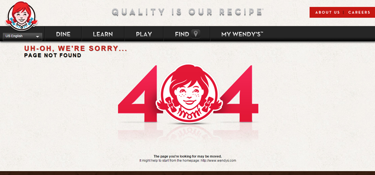 wendy's 404 error