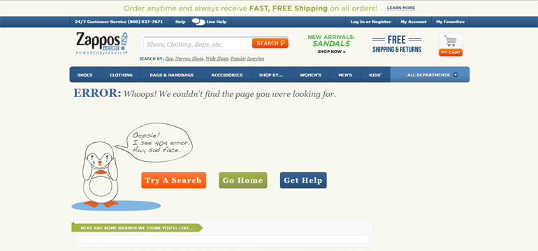 zappos 404 error