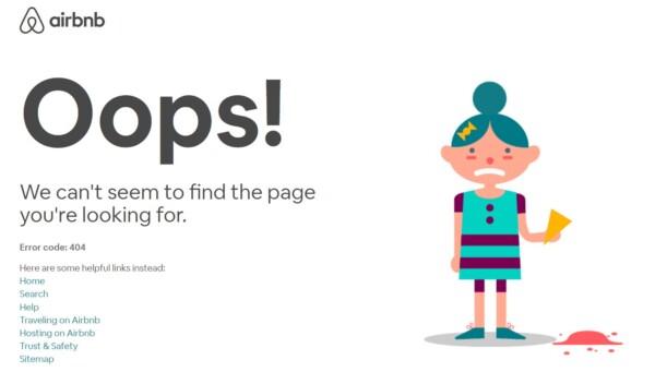 Komunikat błędu 404 airbnb