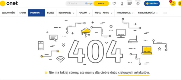 Komunikat błędu 404 onet.pl