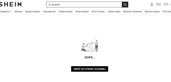 Komunikat błędu 404 shein